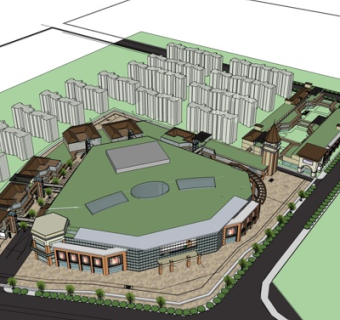 现代小区规划su模型