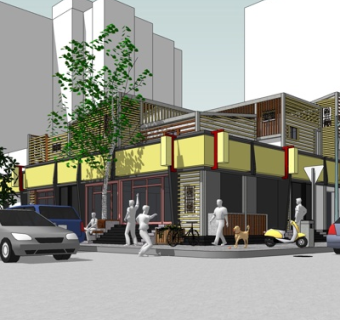 新中式商业街su模型