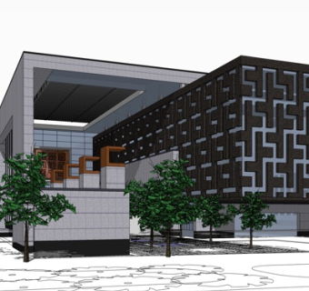 现代办公楼su模型