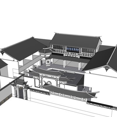 中式古建民房su模型