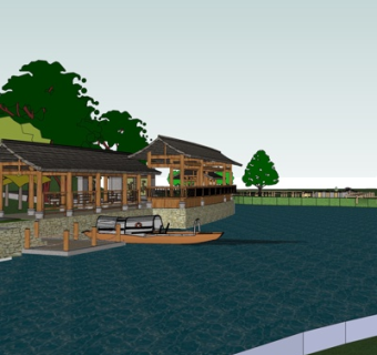 中式园林景观su模型