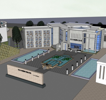 现代纪念馆外观su模型