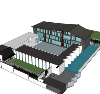 新中式多层住宅su模型