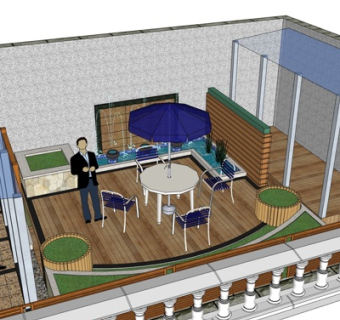 现代休闲桌椅su模型