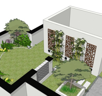 新中式园林景观su模型