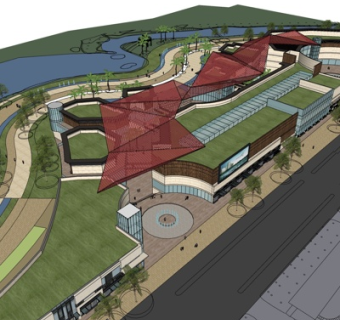 现代商业街规划su模型