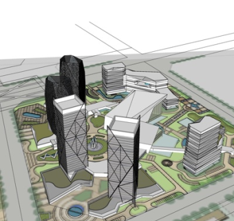 现代高层小区规划su模型