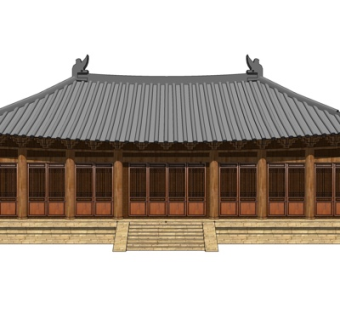 中式古建寺庙su模型