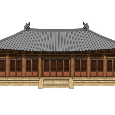 中式古建寺庙su模型