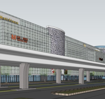 现代商业街su模型