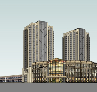 欧式商业街su模型