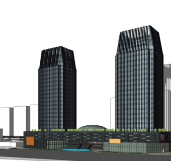 现代高层办公楼su模型