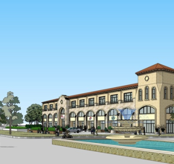 欧式商业街su模型