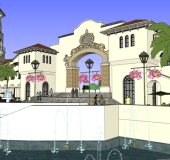 新古典公园入口su模型