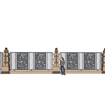 欧式庭院围墙su模型