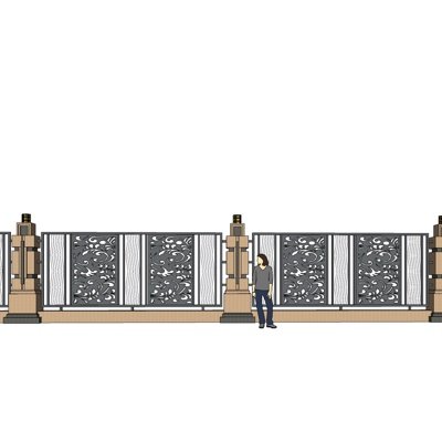 欧式庭院围墙su模型