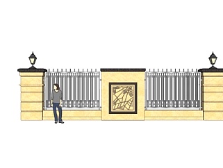 欧式庭院围墙su模型