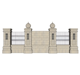欧式庭院围墙su模型