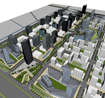 现代高层小区规划su模型