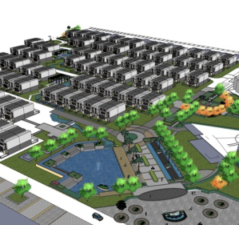 现代工业区规划su模型