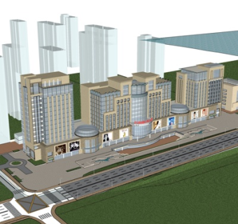 现代高层小区规划su模型