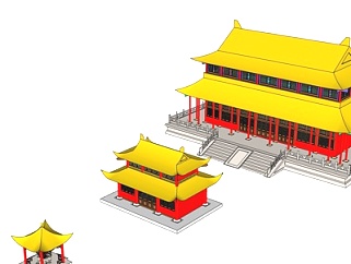 中式古建寺庙su模型