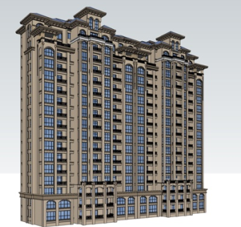 欧式高层公寓su模型