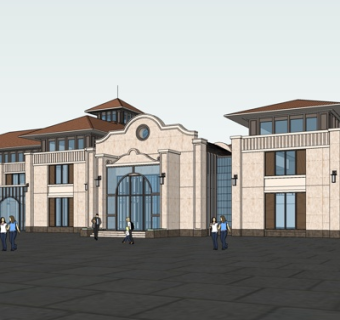 欧式沿街商业建筑su模型