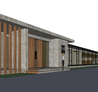 现代饭店外观su模型