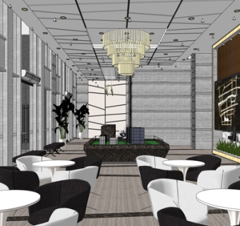 现代售楼处洽谈区su模型