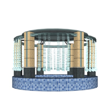 现代景观喷泉su模型