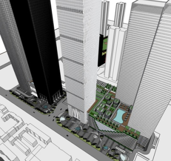 现代高层小区规划su模型