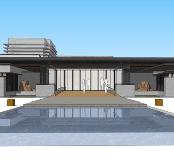 现代会所外观su模型