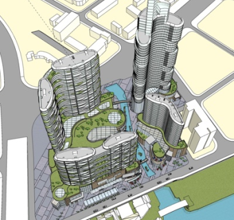 现代高层小区规划su模型