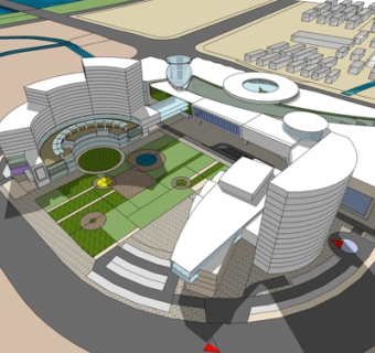 现代办公楼规划su模型