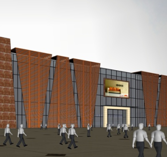 现代展览馆外观su模型