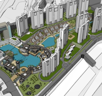 现代高层小区规划su模型