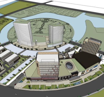 现代办公楼规划su模型