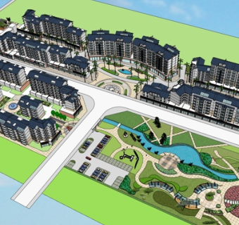 欧式高层小区规划su模型