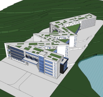 现代办公楼规划su模型