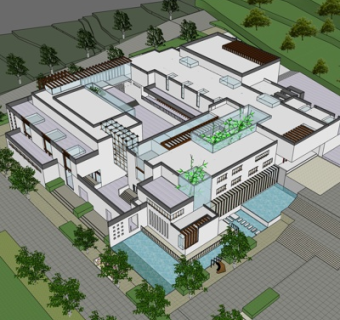 现代工业区规划su模型