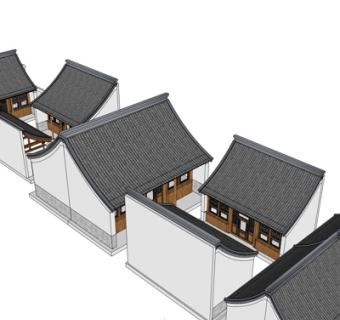 中式古建民房su模型