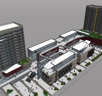 现代高层小区规划su模型