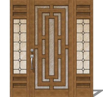 中式单开木门su模型