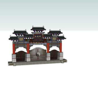 中式牌坊su模型