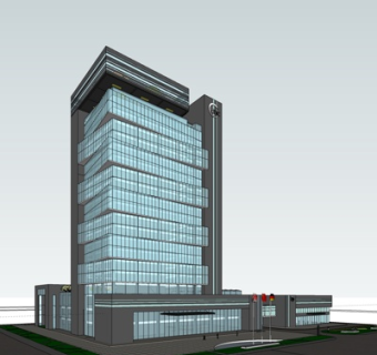 现代办公楼外观su模型