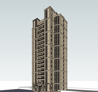新古典公寓楼su模型