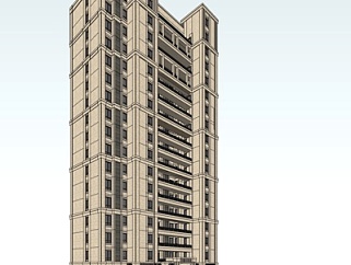 新古典公寓楼su模型