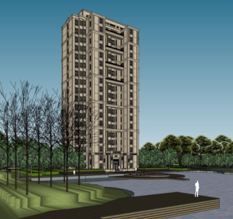 新古典公寓楼su模型