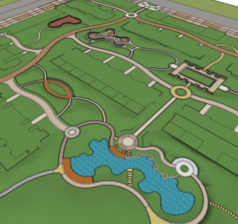 现代公园规划su模型